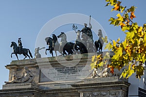 The Arco della Pace in Milan at fall