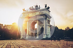 Arco della Pace in Milan , Italy