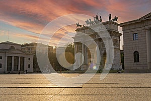 Arco della pace in Milan at sunset