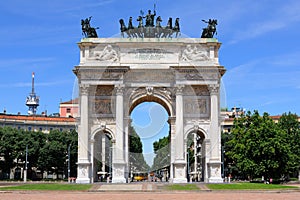 The Arco della Pace monument in Milan, Italy