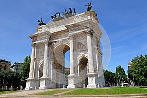 The Arco della Pace monument in Milan, Italy