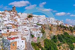 Arcos de la Frontera, one of famous pueblos blancos, in Spain photo