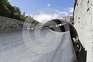 Arcow Quarry, Horton in Ribblesdale, Yorkshire. Conveyor belt.