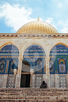 Arcs in front of the Dome of Rock temple in Jerusalem
