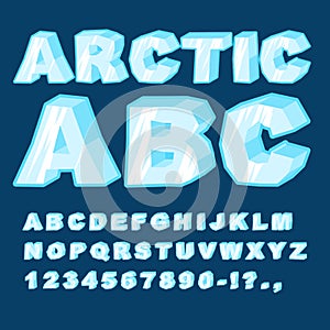 Arctic ABC. Icy font letters. Blue cold alphabet