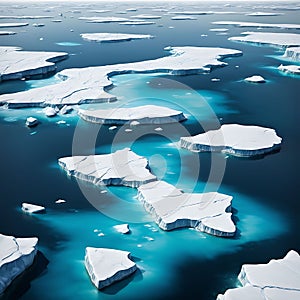 Arctic Arctic ocean white blue ice floes and icebergs on water