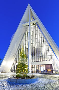 Arctic cathedral in Tromso, Christmas Time in Tromso, Northern, Norway