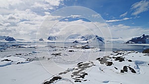 Arctic epic ocean mountain landscape aerial view