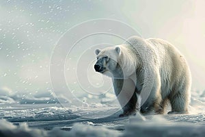 Arctic expedition Polar bear observation with text space background