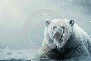 Arctic expedition Polar bear observation with text space background