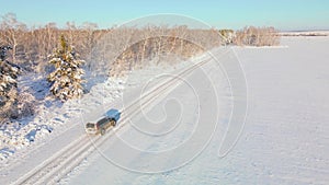 Arctic frozen forest in a snowy frost.Crystals of frozen snowflakes on branches in cold winter weather