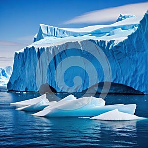 arctic iceberg at greenland and antarctica melting ice polar sea and blue fictional place created with