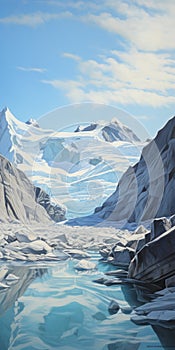 Arctic Icescape: A Masterful Digital Illustration In The Style Of Dalhart Windberg