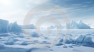 Arctic Icescape Snow Covered Mountains In Soft Edges And Atmospheric Effects photo