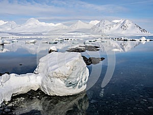 Arctic landscape - ice, sea, mountains, glaciers - Spitsbergen, Svalbard