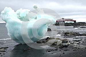 Arctic landscape. Icebergs and global warming. Arctic glacier. Polar Region Antarctica, Climate Change. Ice rapidly