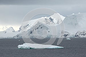 Arctic landscape. Icebergs and global warming. Arctic glacier. Polar Region Antarctica, Climate Change. Ice rapidly