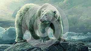 the Arctic landscape through a lifelike image featuring a white bear in isolation against a pristine Arctic background.