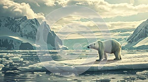 the Arctic landscape through a lifelike image featuring a white bear in isolation against a pristine Arctic background.