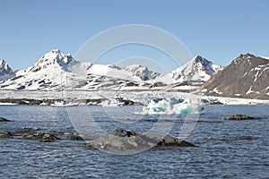 Arctic landscape - ships under the glacier photo