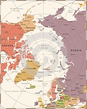 Arctic Map - Vintage Vector Illustration