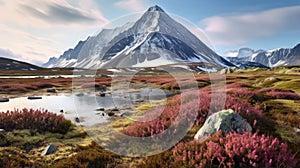Arctic Mountain Landscape With Vibrant Flora And Hyper-realistic Details