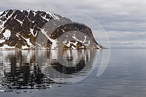 Arctic mountaines landscape of the coast of Svalbard