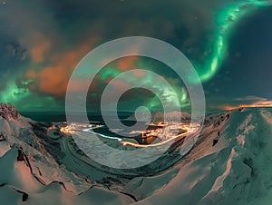 Arctic Night over Snowy Town