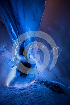 Arctic Northern ice cave in Norway Svalbard in Longyearbyen city