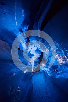 Arctic Northern ice cave in Norway Svalbard in Longyearbyen city