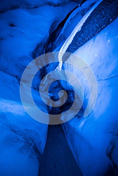 Arctic Northern ice cave in Norway Svalbard in Longyearbyen city