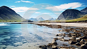 Arctic Oasis: Serene Beaches Covered In Rocks And Moss