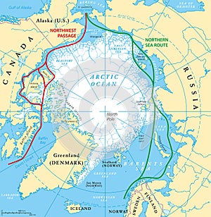 Arctic Ocean Sea Routes Map photo