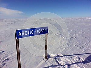 Arctic Ocean sign on the Ice Road