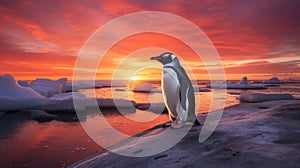 Arctic Penguin At Sunset: Stunning Stock Photos Of Realistic Landscapes