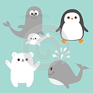 Arctic polar animal icon set.