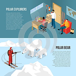 Arctic Polar Exploration Isometric Banners
