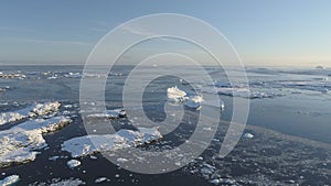 Arctic polar open water glacier aerial view
