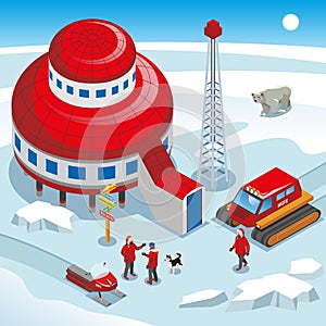 Arctic Polar Station Isometric Illustration