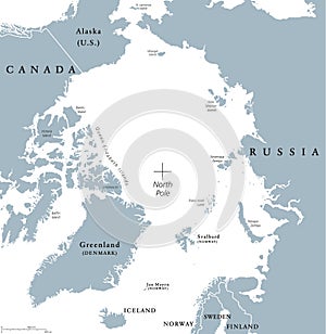 Arctic region political map