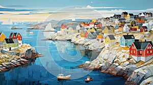Arctic Reverie: Enchanting Impressionistic View of Nuuk\'s Majestic Landscapes