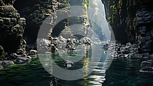 Arctic Sea Level Cave: Terragen-inspired River In Maya With Cinematic Japanese Photography photo