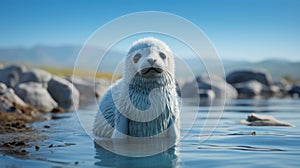 Dreamy Unreal Engine 5 Rendering Of Cute Elephant Seal In Azure Waters photo
