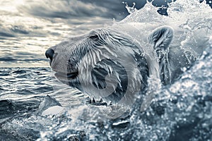 Arctic Sovereignty: Polar Bear's Emergence from Icy Depths