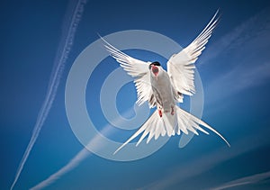 Arctic tern flying in the sky