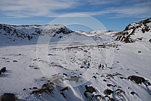 Arctic timelapse of ice mountain ranges at snow landscape. Nobody wild nature environment scenery of climate change