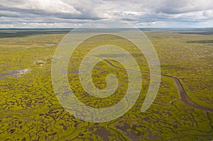 Arctic tundra. Lakes and rivers