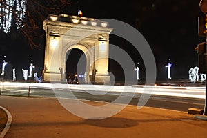 Arcul de Triumf by night in winter