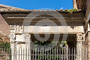 The Arcus Argentariorum Arch of the Money-Changers; Arco degli Argentari, is an ancient Roman arch that was partly incorporated photo