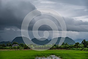 An arcus cloud appear on the sky.